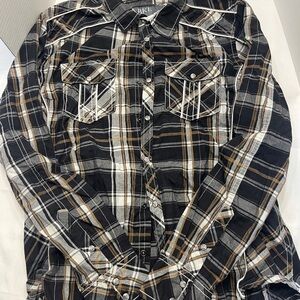 BKE Black and Brown button up shirt size medium like new